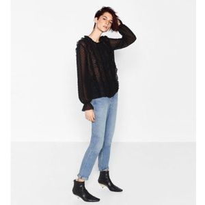 •Zara• NWOT Sheer Plumetis Top